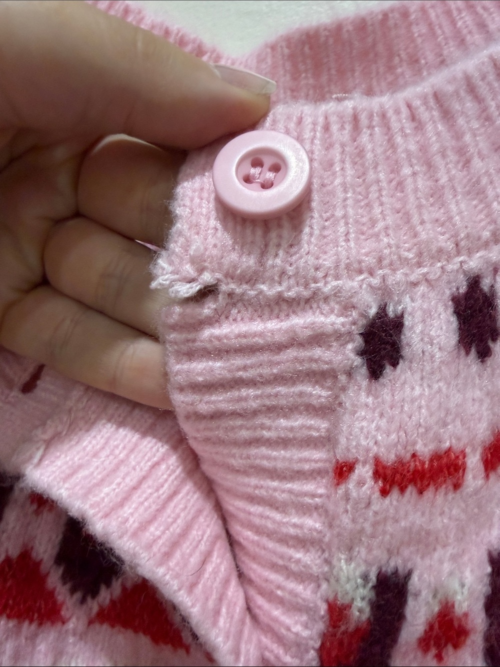 Revolve House of Harlow 1960 Pink & Red Fair Isle Cropped Cardigan - Picture 6 of 16